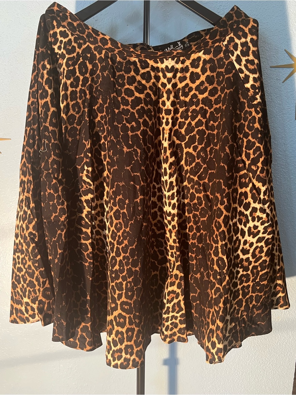 Hell Bunny Leopard Print A-Line Skirt - Brown/Black